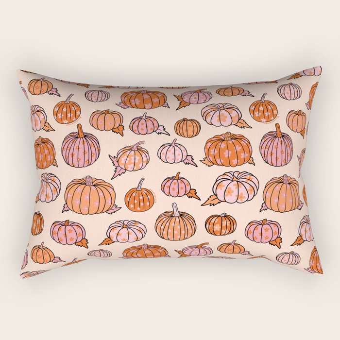 Flower Pumpkin Print Rectangular Pillow Gallery Image 1