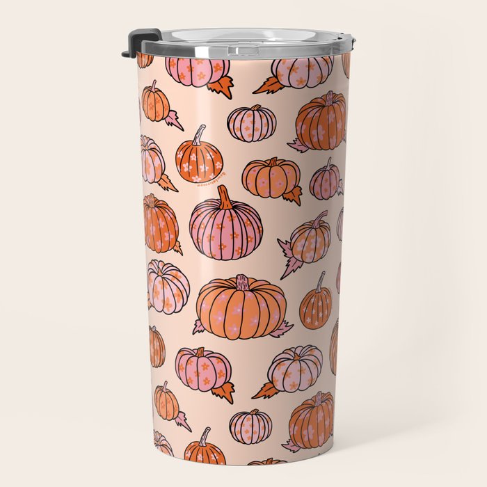 Flower Pumpkin Print Travel Mug Gallery Image 3