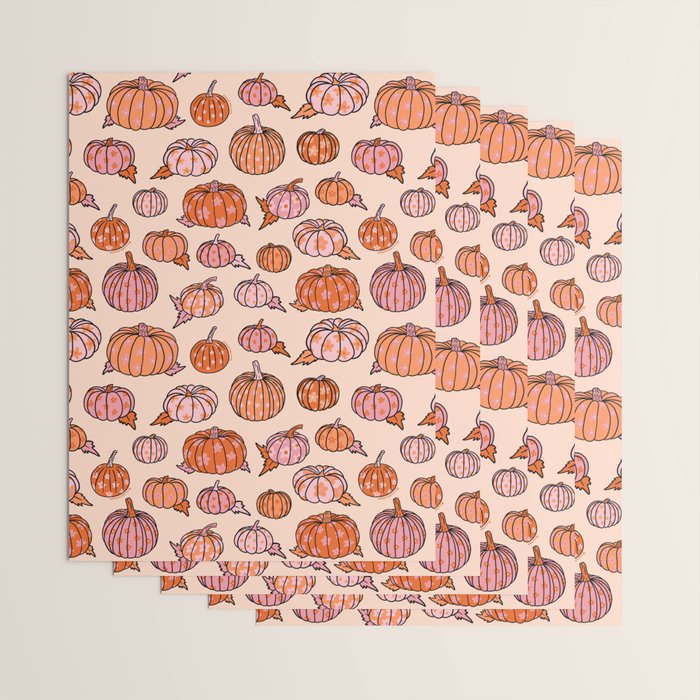 Flower Pumpkin Print Wrapping Paper Gallery Image 3