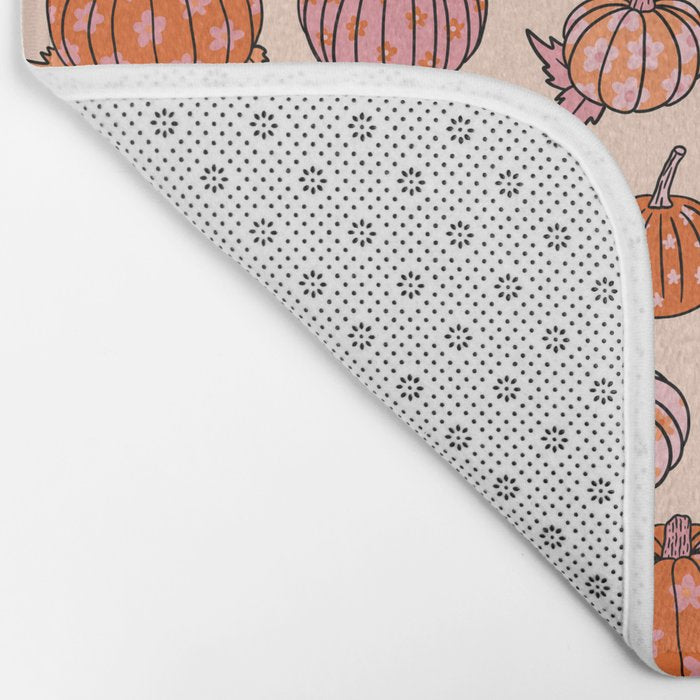 Flower Pumpkin Print Bath Mat Gallery Image 2