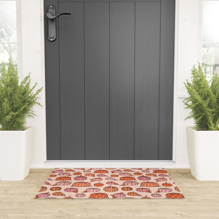 Flower Pumpkin Print Welcome Mat Gallery Image 3