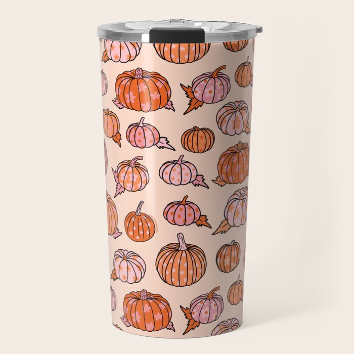 Flower Pumpkin Print Travel Mug Gallery Image 1