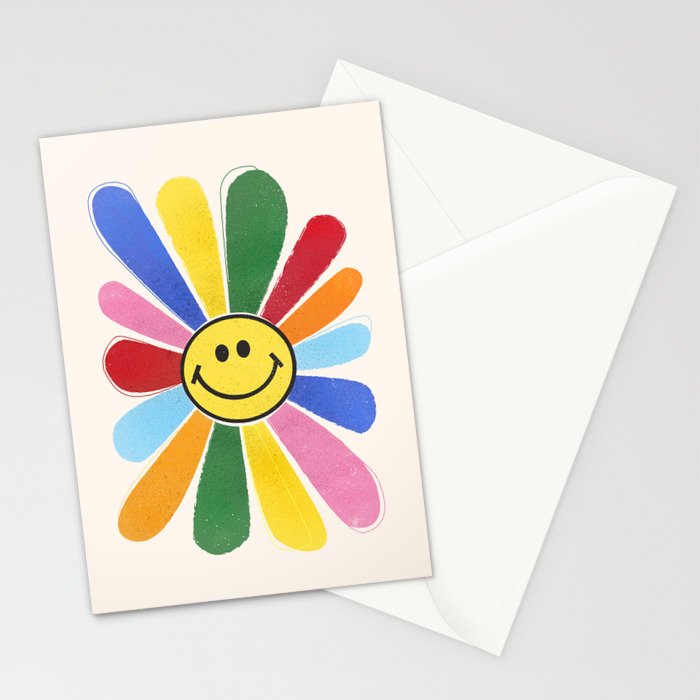Smiley Hippie Daisy Stationery Card Gallery Image 2