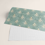 Art Deco Fans Pattern in Teal Wrapping Paper Gallery Image 2