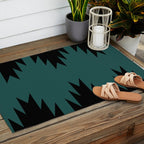 Geometric Southwestern Minimalism - Teal Green Outdoor Rug Gallery Image 2