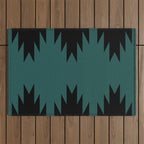 Geometric Southwestern Minimalism - Teal Green Outdoor Rug Gallery Image 1