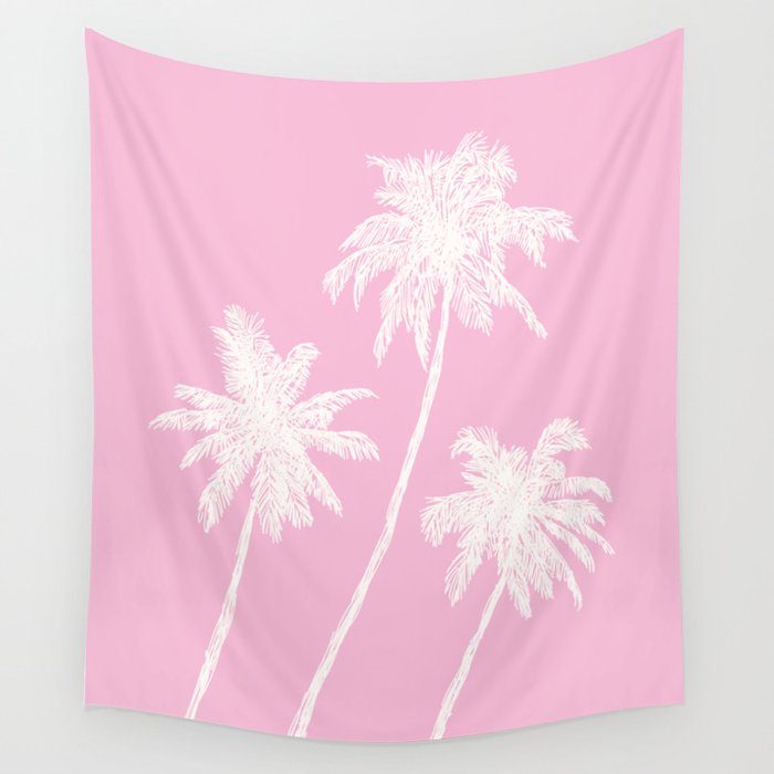 Pink Palm Trees Wall Tapestry Gallery Image 1