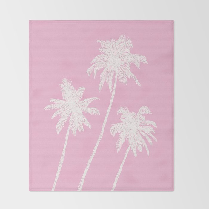 Pink Palm Trees Throw Blanket Gallery Image 2