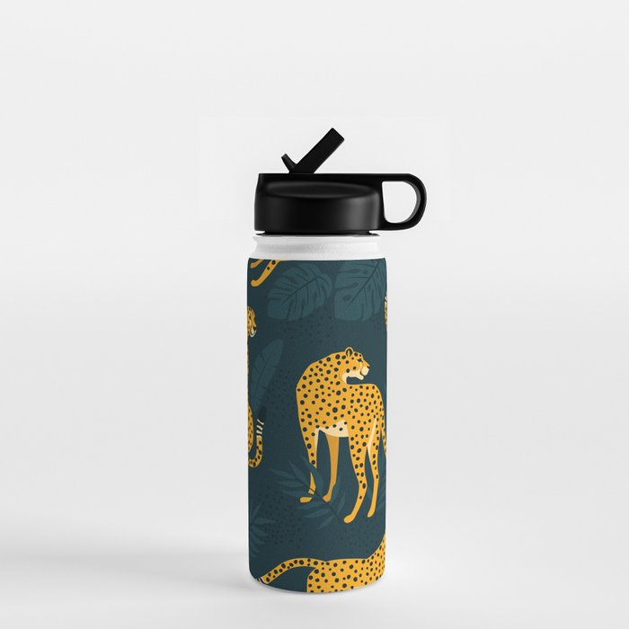 Leopard pattern Black Water Bottle Gallery Image 1