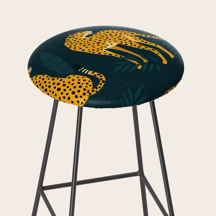 Leopard pattern Black Stool Gallery Image 2