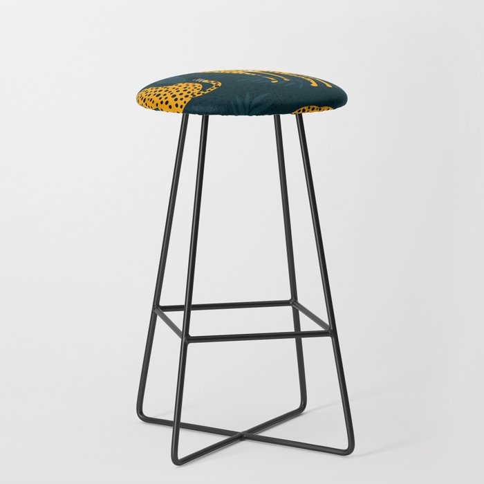Leopard pattern Black Stool Gallery Image 1