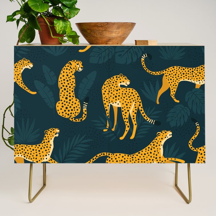 Leopard pattern Black Credenza Gallery Image 1