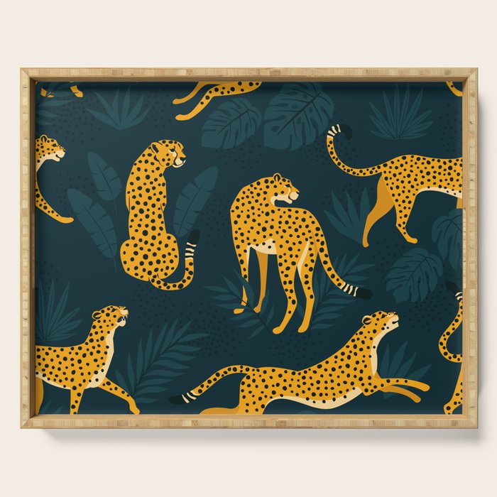 Leopard pattern Black Serving Tray Gallery Image 1
