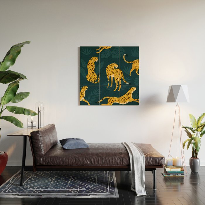 Leopard pattern Black Wood Wall Art Gallery Image 2