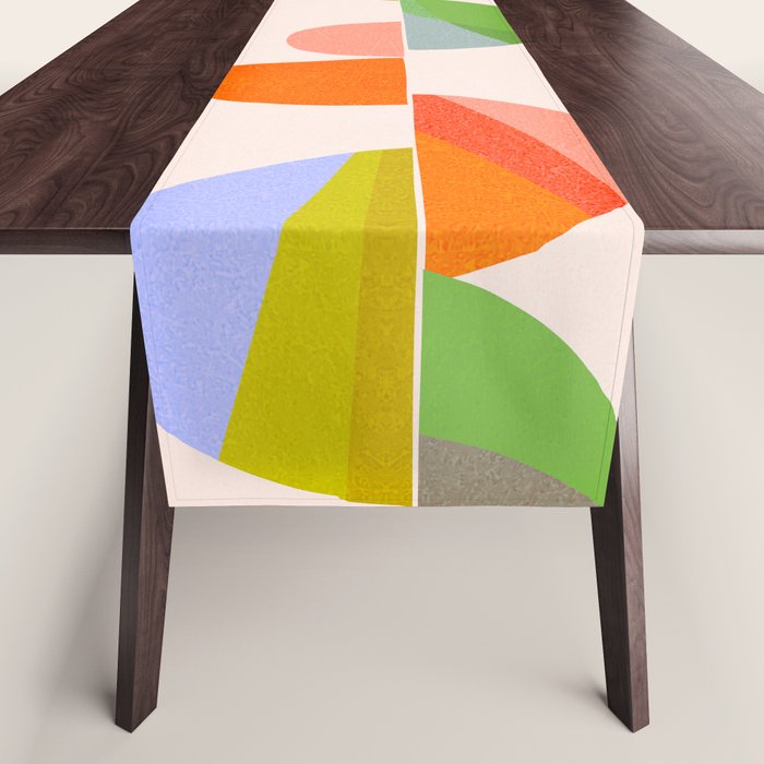 Mid Century Abstract cut-out Pebbles 2. Cosy Retro Table Runner Gallery Image 1