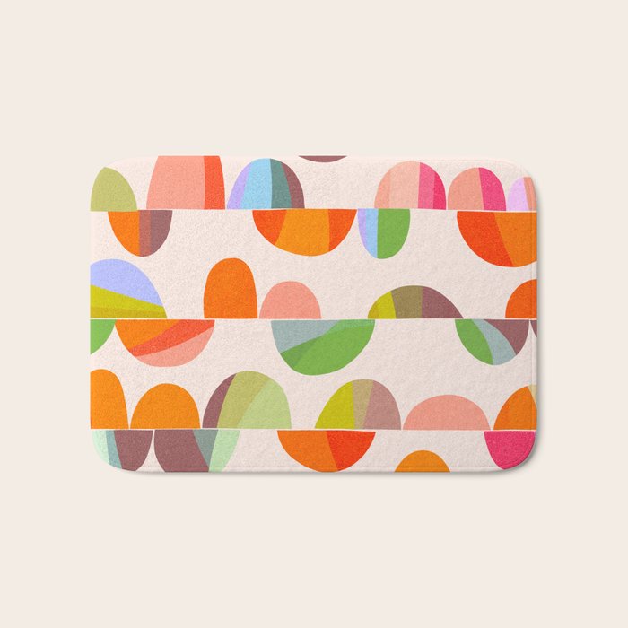 Mid Century Abstract cut-out Pebbles 2. Cosy Retro Bath Mat Gallery Image 1