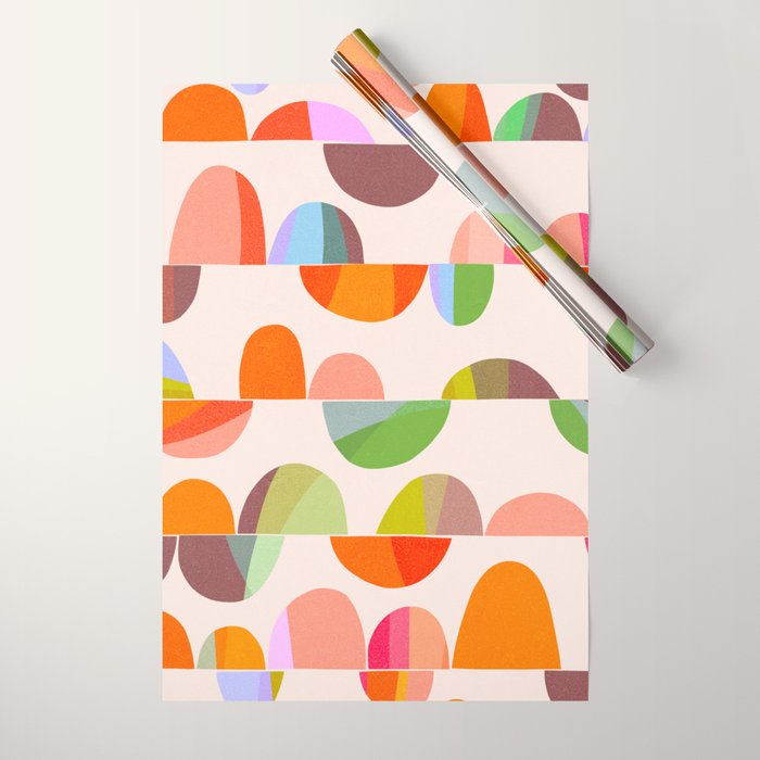 Mid Century Abstract cut-out Pebbles 2. Cosy Retro Wrapping Paper Gallery Image 1