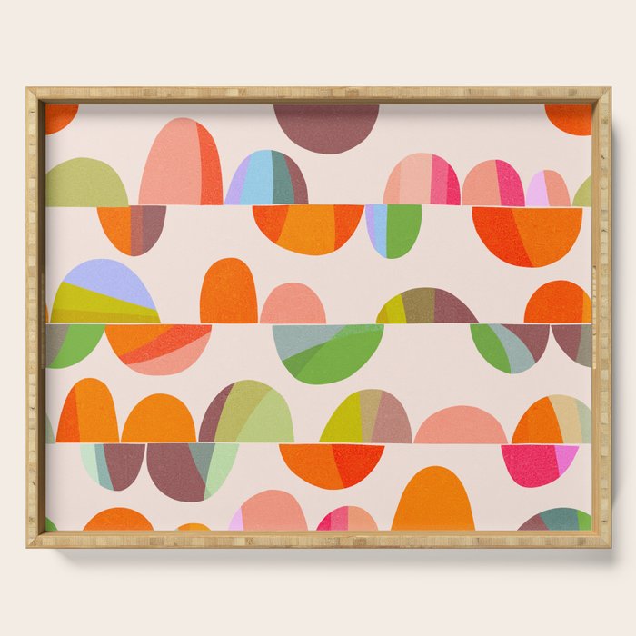Mid Century Abstract cut-out Pebbles 2. Cosy Retro Serving Tray Gallery Image 1