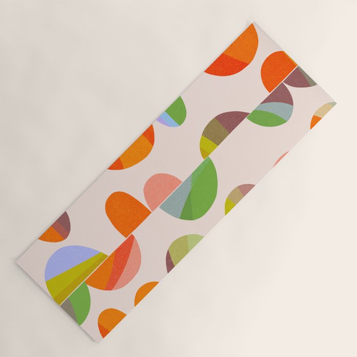 Mid Century Abstract cut-out Pebbles 2. Cosy Retro Yoga Mat Gallery Image 1