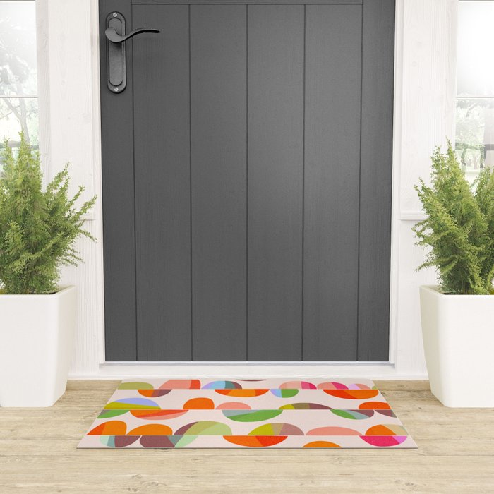 Mid Century Abstract cut-out Pebbles 2. Cosy Retro Welcome Mat Gallery Image 3