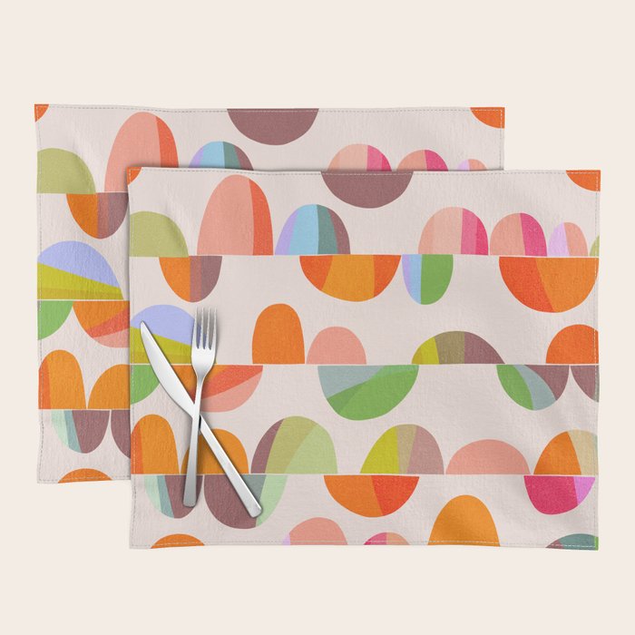 Mid Century Abstract cut-out Pebbles 2. Cosy Retro Placemat Gallery Image 1