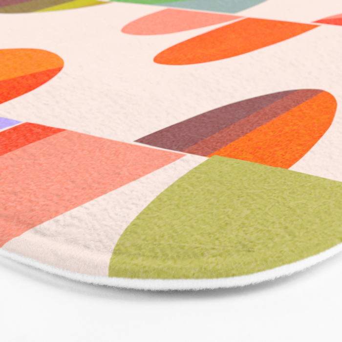 Mid Century Abstract cut-out Pebbles 2. Cosy Retro Bath Mat Gallery Image 3