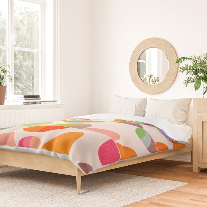 Mid Century Abstract cut-out Pebbles 2. Cosy Retro Duvet Cover Gallery Image 2