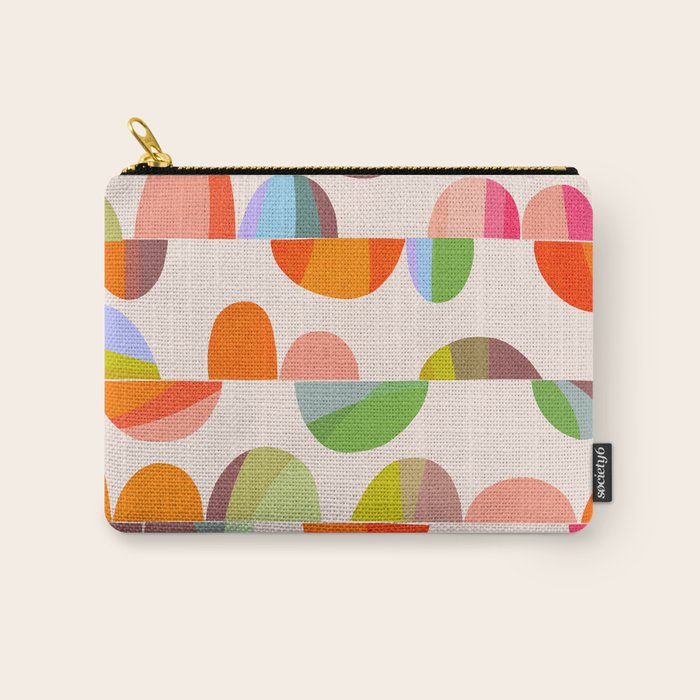 Mid Century Abstract cut-out Pebbles 2. Cosy Retro Carry All Pouch Gallery Image 1