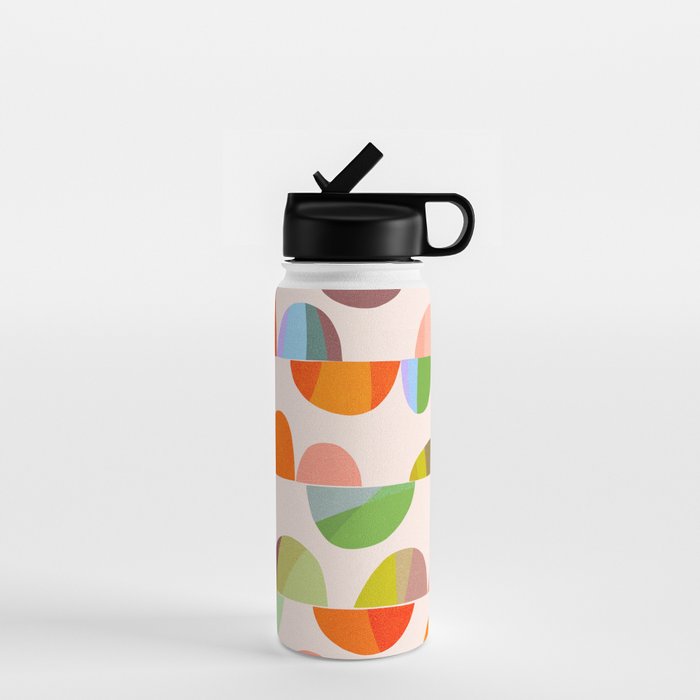Mid Century Abstract cut-out Pebbles 2. Cosy Retro Water Bottle Gallery Image 1