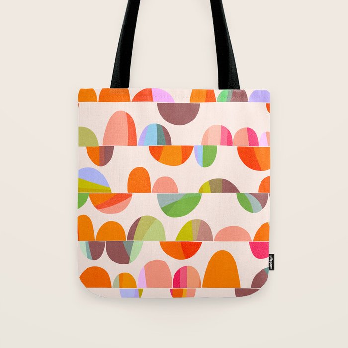 Mid Century Abstract cut-out Pebbles 2. Cosy Retro Tote Bag Gallery Image 1