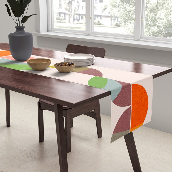 Mid Century Abstract cut-out Pebbles 2. Cosy Retro Table Runner Gallery Image 2