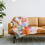 Mid Century Abstract cut-out Pebbles 2. Cosy Retro Throw Blanket Gallery Image 1