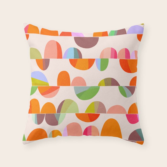 Mid Century Abstract cut-out Pebbles 2. Cosy Retro Throw Pillow Gallery Image 1
