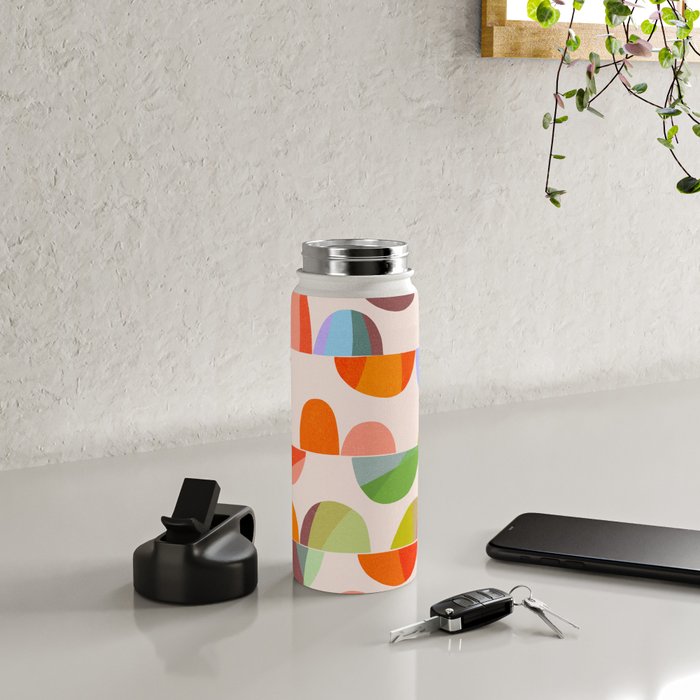 Mid Century Abstract cut-out Pebbles 2. Cosy Retro Water Bottle Gallery Image 4