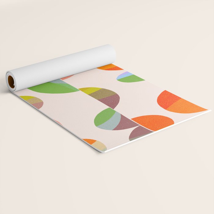 Mid Century Abstract cut-out Pebbles 2. Cosy Retro Yoga Mat Gallery Image 2