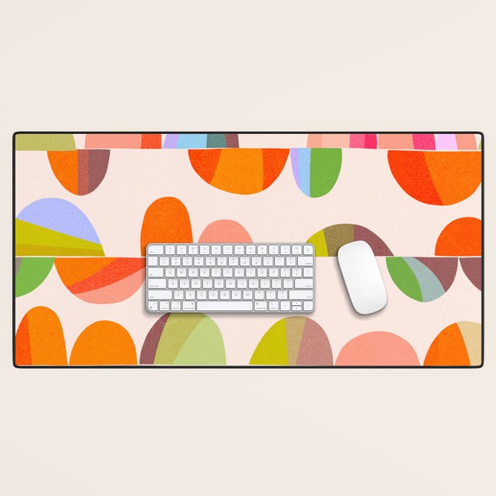 Mid Century Abstract cut-out Pebbles 2. Cosy Retro Desk Mat Gallery Image 1