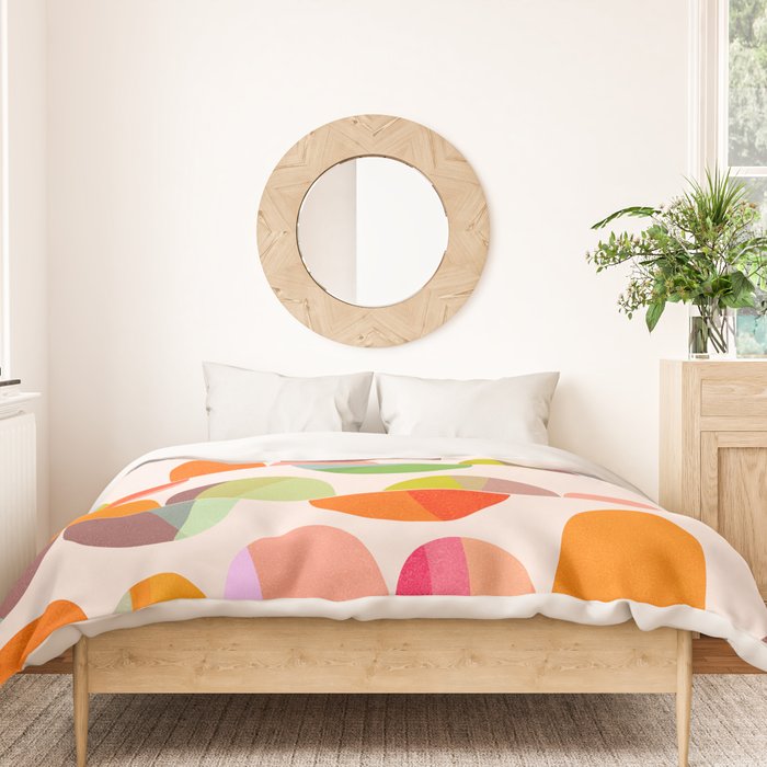 Mid Century Abstract cut-out Pebbles 2. Cosy Retro Duvet Cover Gallery Image 3
