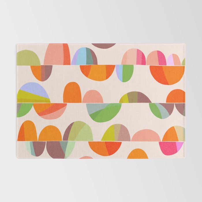 Mid Century Abstract cut-out Pebbles 2. Cosy Retro Rug Gallery Image 2