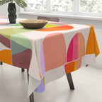 Mid Century Abstract cut-out Pebbles 2. Cosy Retro Tablecloth Gallery Image 3