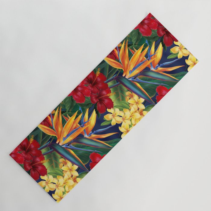 Tropical Paradise Hawaiian Floral Illustration Yoga Mat Gallery Image 1