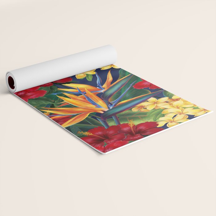 Tropical Paradise Hawaiian Floral Illustration Yoga Mat Gallery Image 2