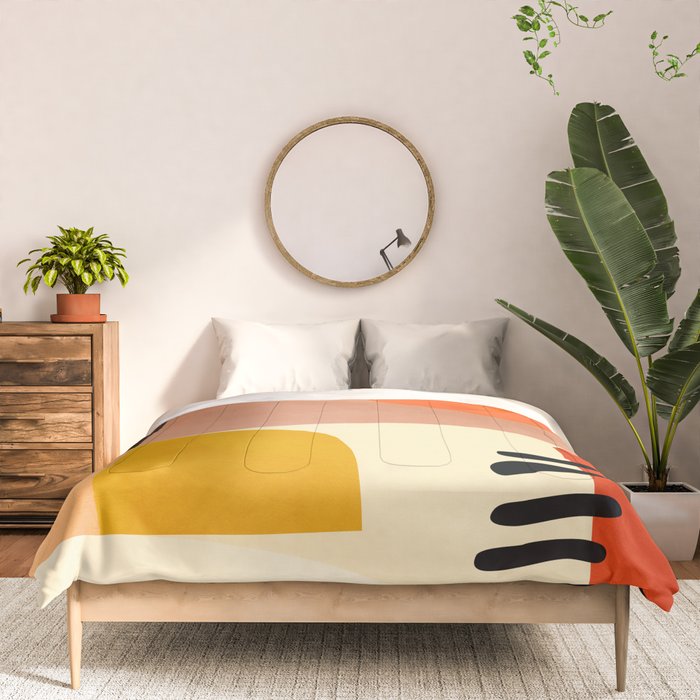 mid century shapes moon Comforter Gallery Image 3