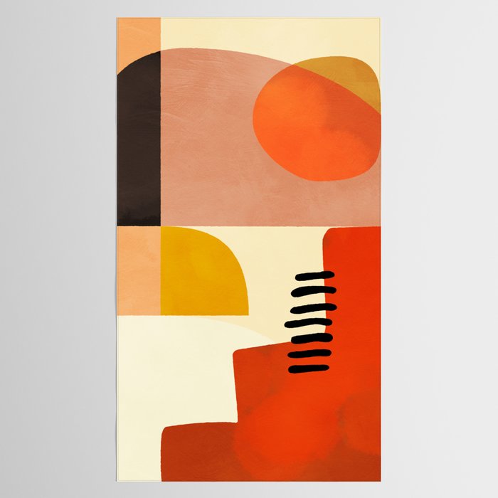 mid century shapes moon Tablecloth Gallery Image 2