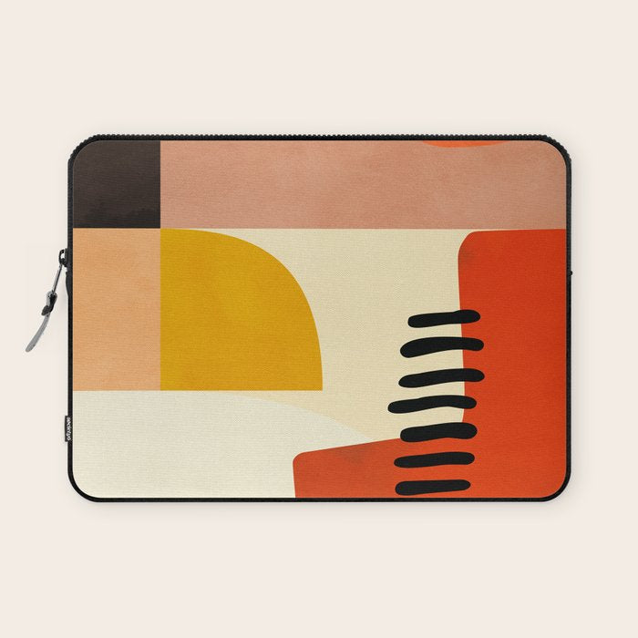 mid century shapes moon Laptop Sleeve Gallery Image 1