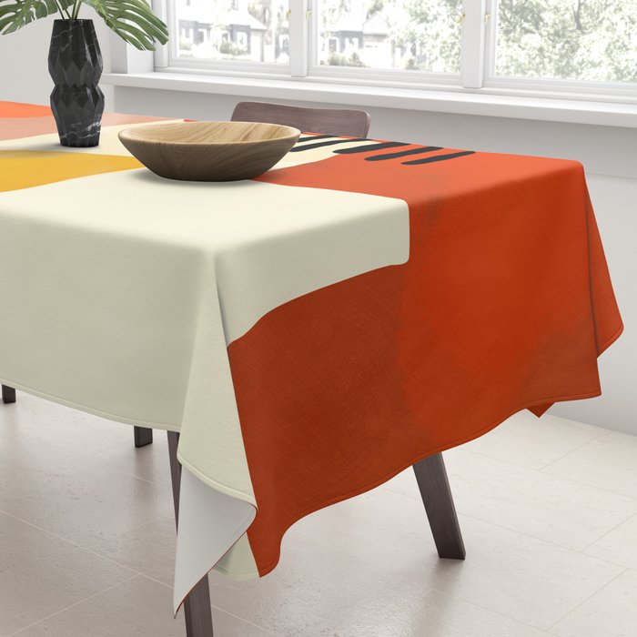 mid century shapes moon Tablecloth Gallery Image 3