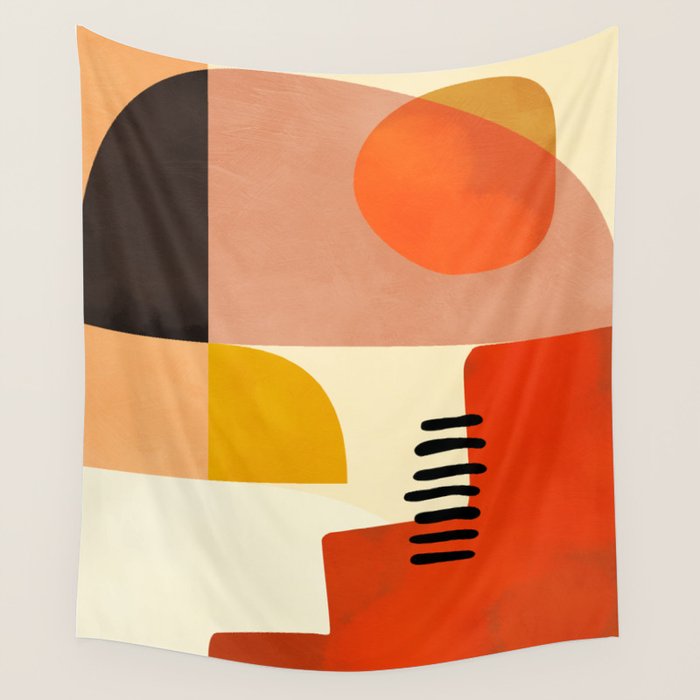 mid century shapes moon Wall Tapestry Gallery Image 4