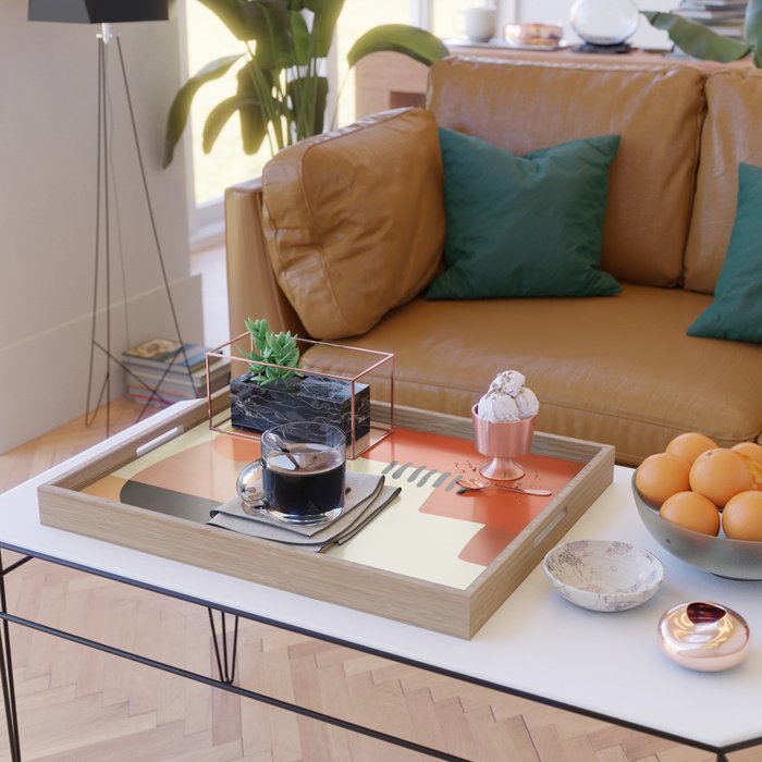 mid century shapes moon Serving Tray Gallery Image 2