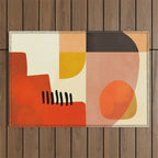 mid century shapes moon Outdoor Rug Gallery Image 1