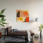 mid century shapes moon Wood Wall Art Gallery Image 2