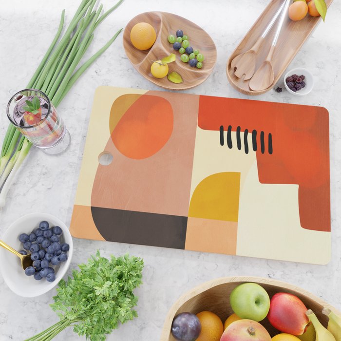 mid century shapes moon Cutting Board Gallery Image 2